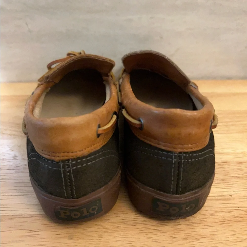 Vintage- Polo by Ralph Lauren Tan Leather and Dark Brown Suede Boat Duck Shoes